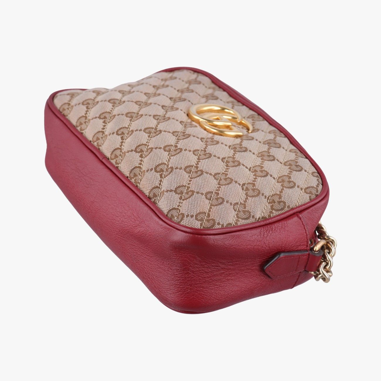 Gucci GG Marmont Beige Red Canvas Leather Messenger Bag — view 4