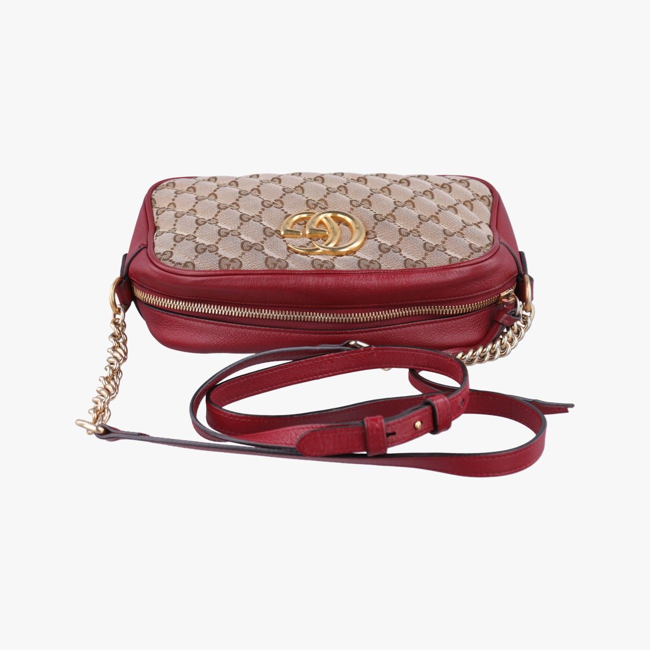 Gucci GG Marmont Beige Red Canvas Leather Messenger Bag — view 8