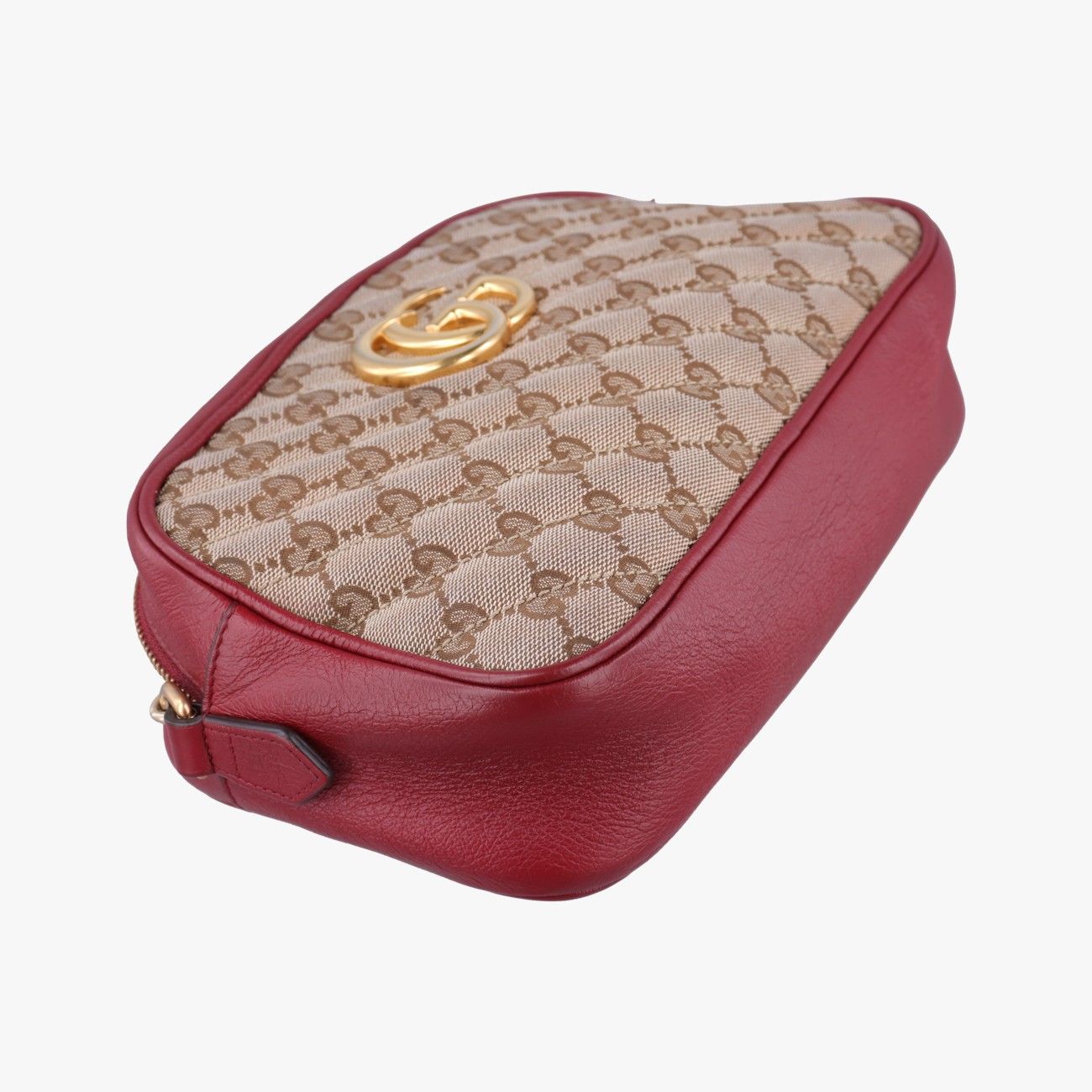 Gucci GG Marmont Beige Red Canvas Leather Messenger Bag — view 5