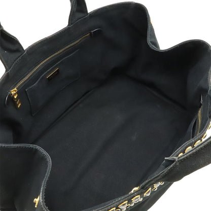 Prada Canapa Tote Large Bijou Studs Canvas Nero Black Gold Domestic Boutique — view 6