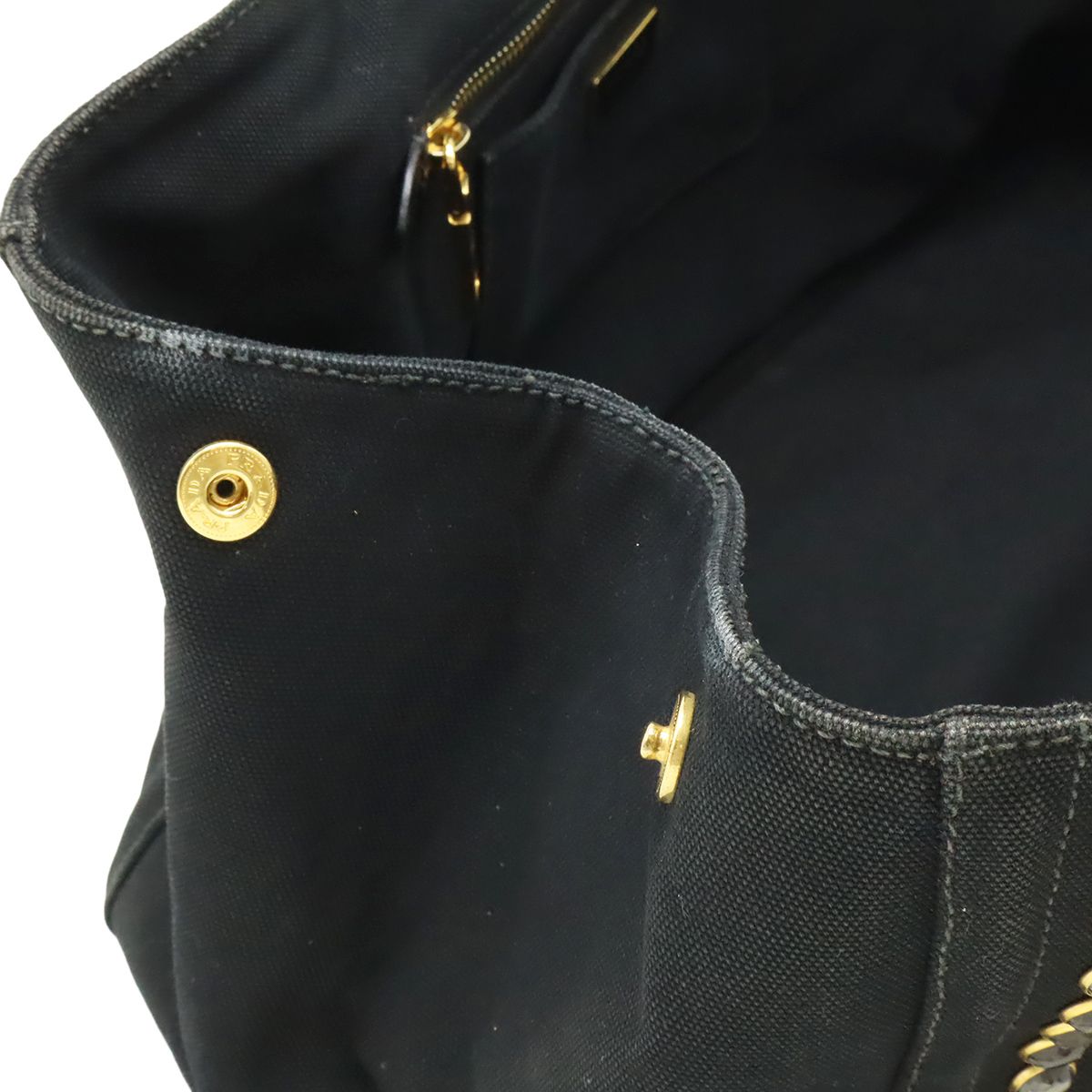 Prada Canapa Tote Large Bijou Studs Canvas Nero Black Gold Domestic Boutique — view 5