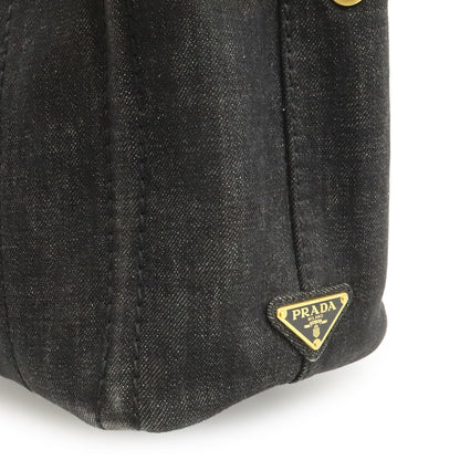 Prada Canapa Tote Denim Nero Black Gold Domestic Boutique Purchased — view 7