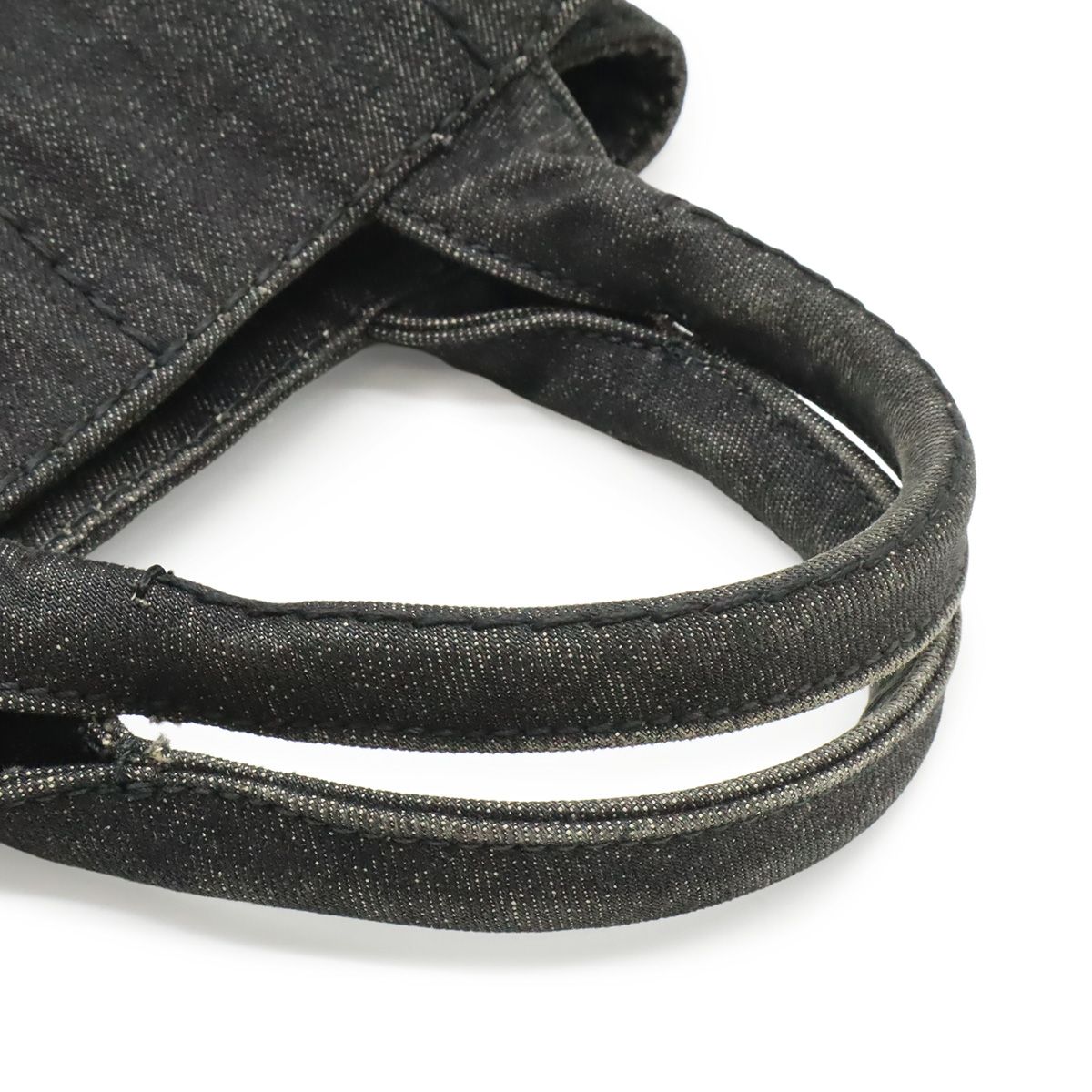 Prada Canapa Tote Denim Nero Black Gold Domestic Boutique Purchased — view 4