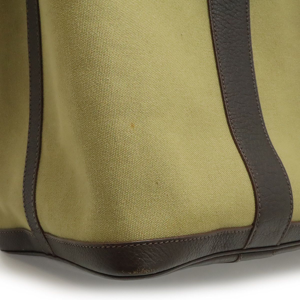 Hermes Garden Party PM Tote Canvas Leather Khaki Dark Brown Silver — view 5