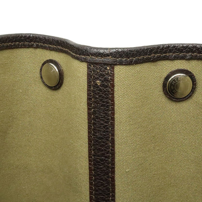 Hermes Garden Party PM Tote Canvas Leather Khaki Dark Brown Silver — view 8