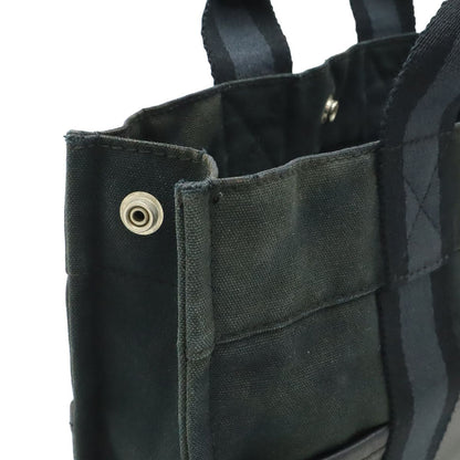 Hermes Fourre Tout PM Tote Half Leather Canvas Navy Black Silver — view 5
