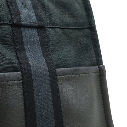 Hermes Fourre Tout PM Tote Half Leather Canvas Navy Black Silver — view 8