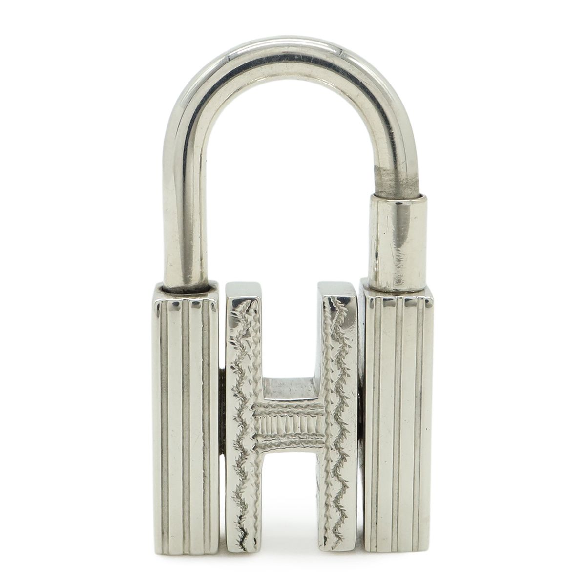 Hermes Touareg Cadena Padlock Key Charm Pendant Top Head Key Holder Silver