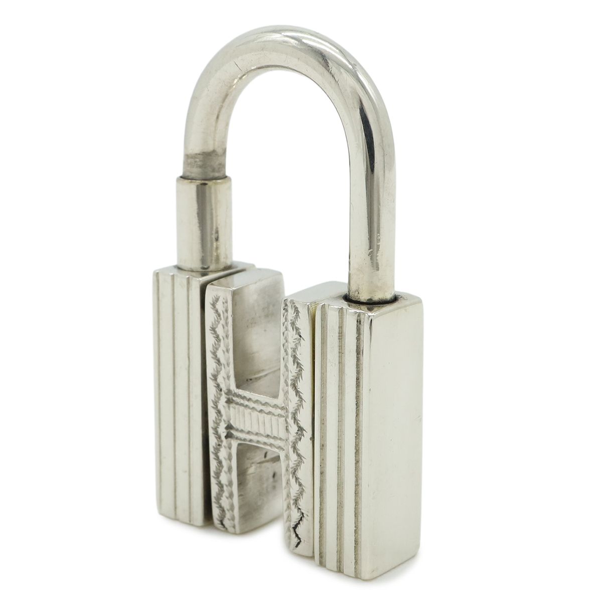 Hermes Touareg Cadena Padlock Key Charm Pendant Top Head Key Holder Silver — view 2