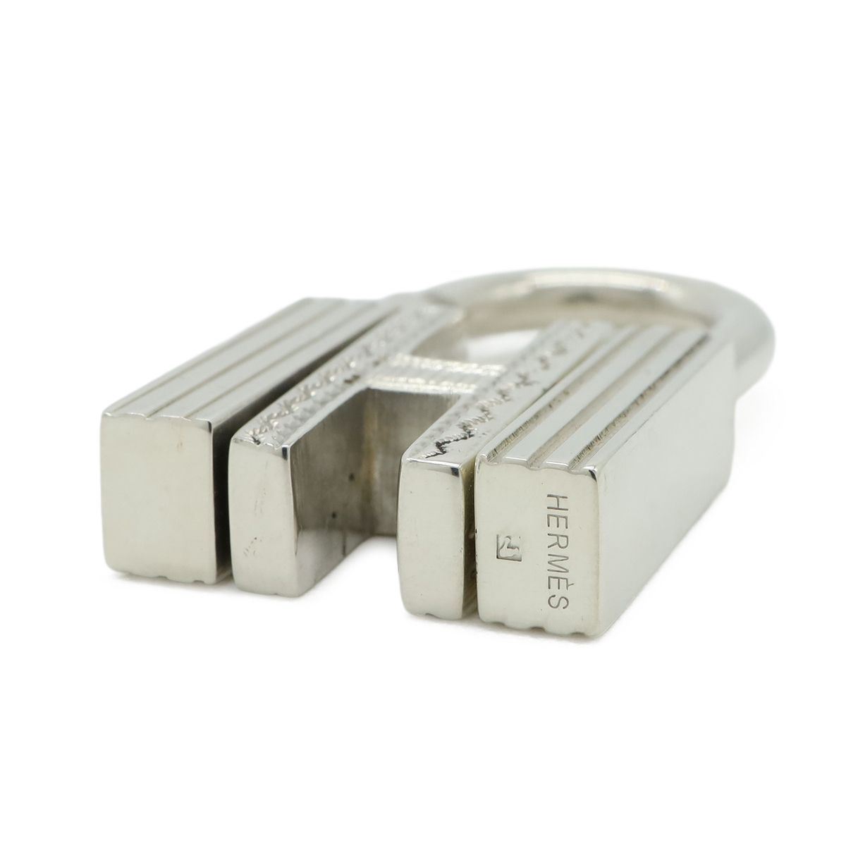 Hermes Touareg Cadena Padlock Key Charm Pendant Top Head Key Holder Silver — view 4