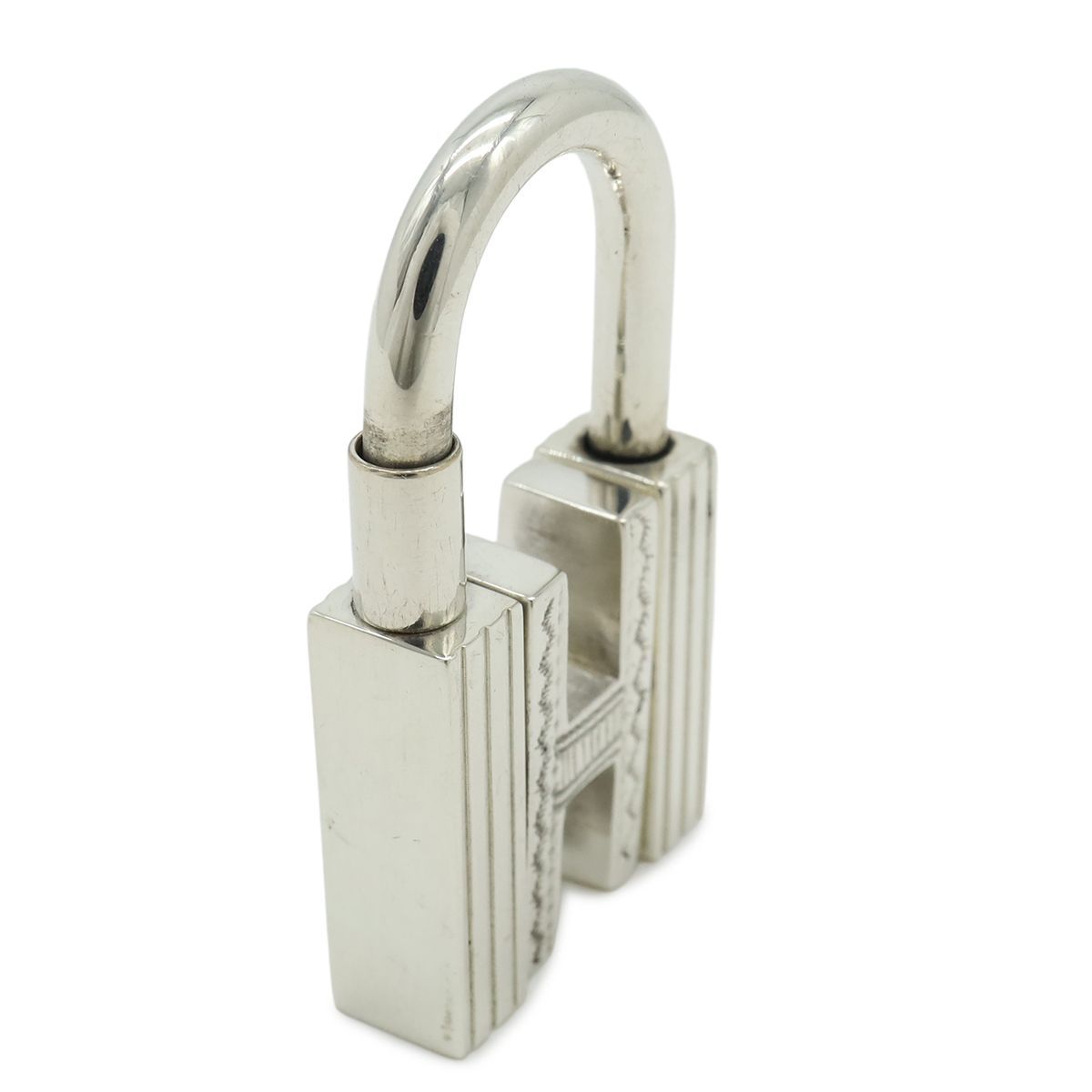 Hermes Touareg Cadena Padlock Key Charm Pendant Top Head Key Holder Silver — view 3