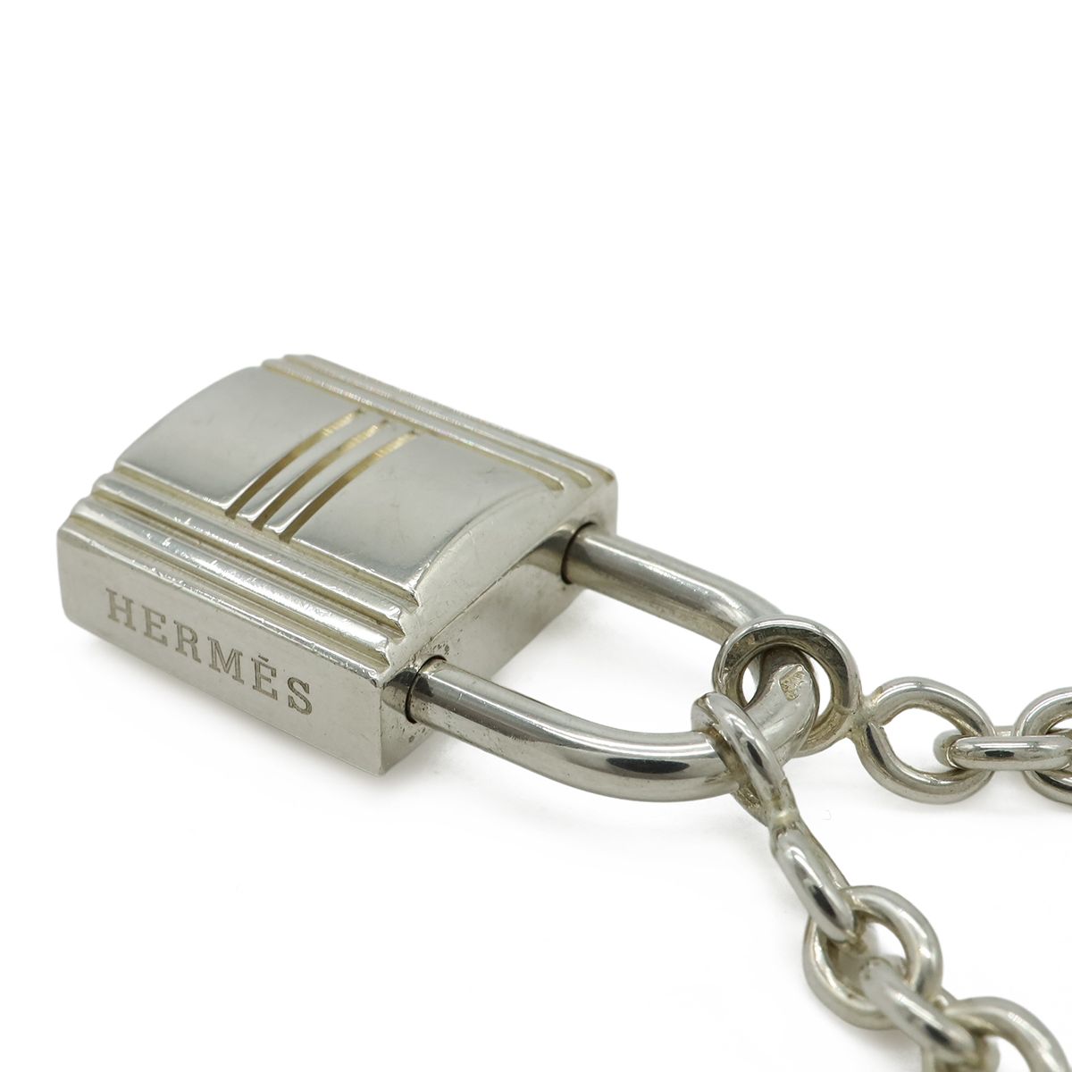 Hermes Cadena Bag Charm Key Holder Key Hook Chain Silver — view 4