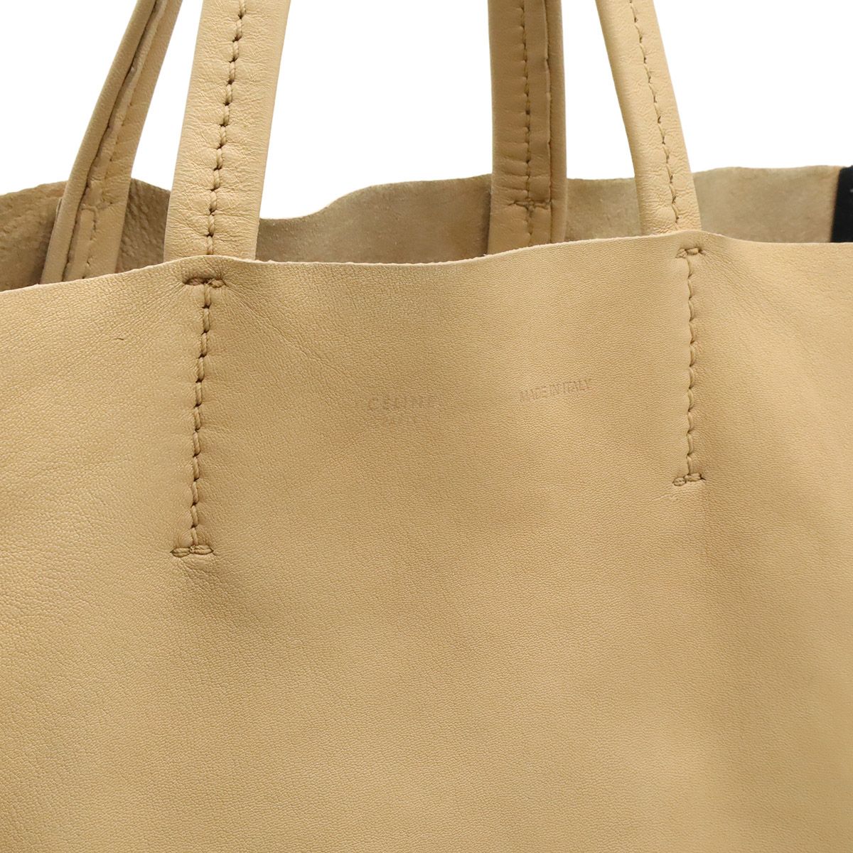 Celine Horizontal Cabas Bicolor Tote Large Shoulder Bag Vertical Leather Beige — view 9