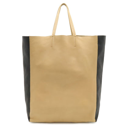 Celine Horizontal Cabas Bicolor Tote Large Shoulder Bag Vertical Leather Beige