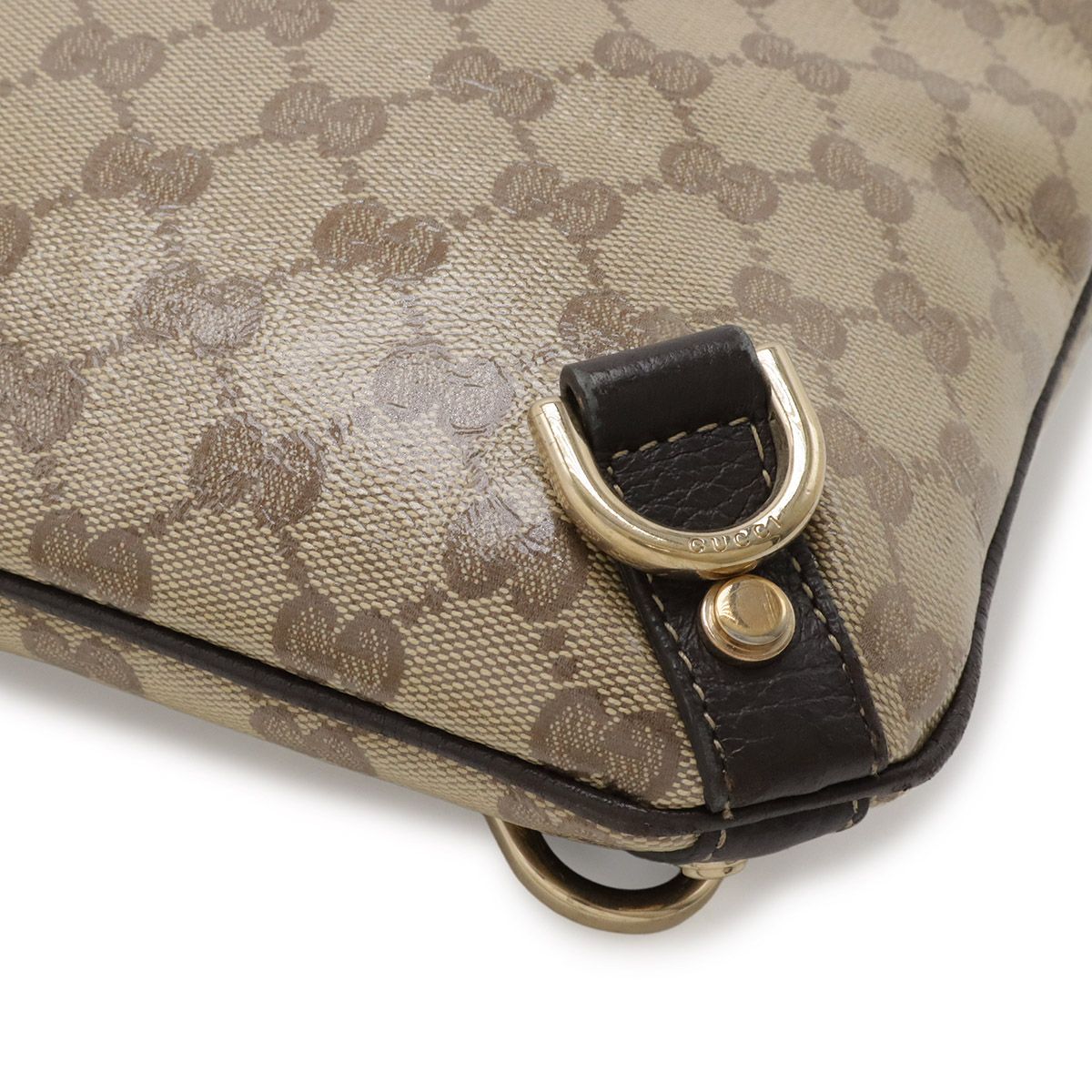 Gucci GG Crystal Abbey Shoulder Bag Crossbody Leather Beige Dark Brown — view 3