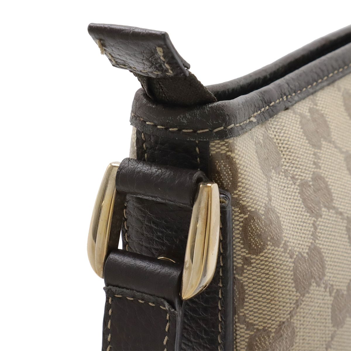 Gucci GG Crystal Abbey Shoulder Bag Crossbody Leather Beige Dark Brown — view 6