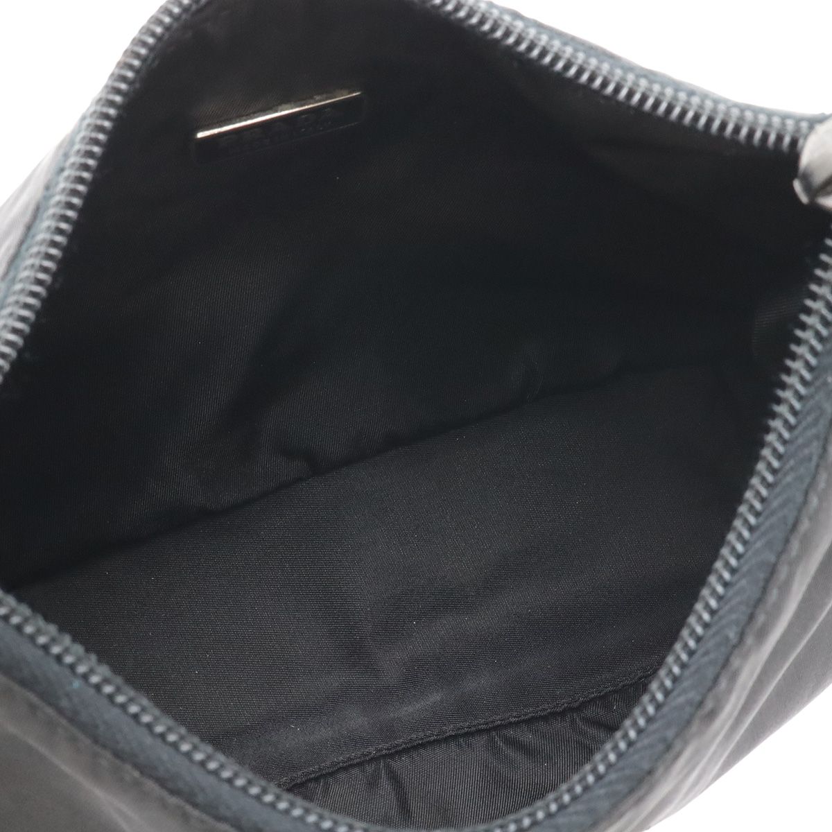 Prada Triangle Logo Pouch Mini Bag Party Nylon Nero Black Silver — view 6