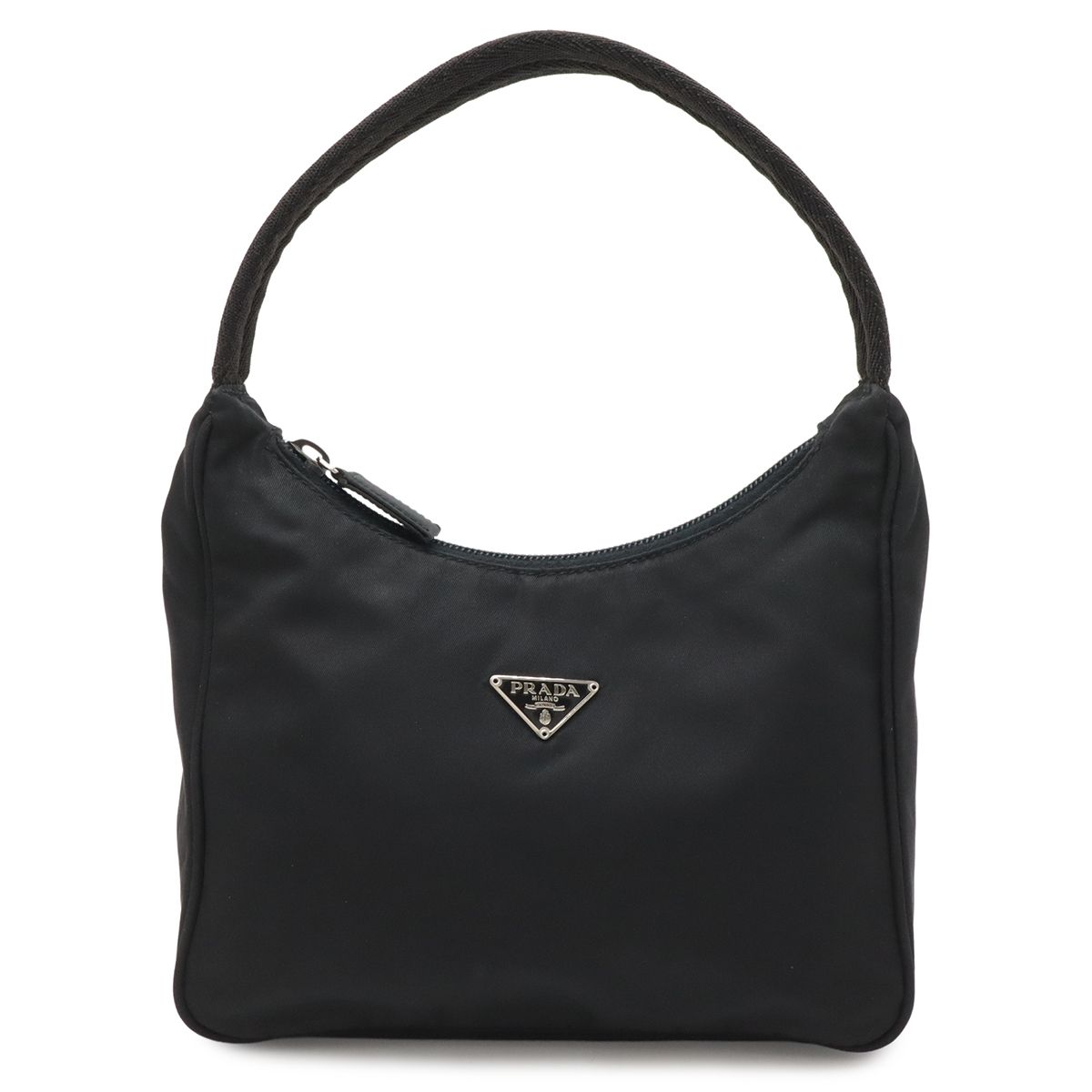 Prada Triangle Logo Pouch Mini Bag Party Nylon Nero Black Silver