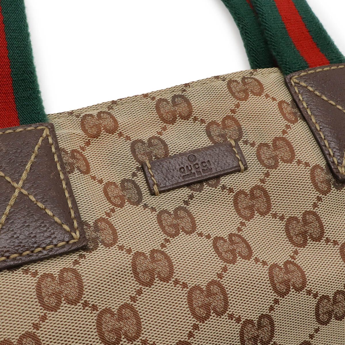 Gucci GG Nylon Sherry Line Tote Mini Shoulder Bag Beige Dark Brown — view 4