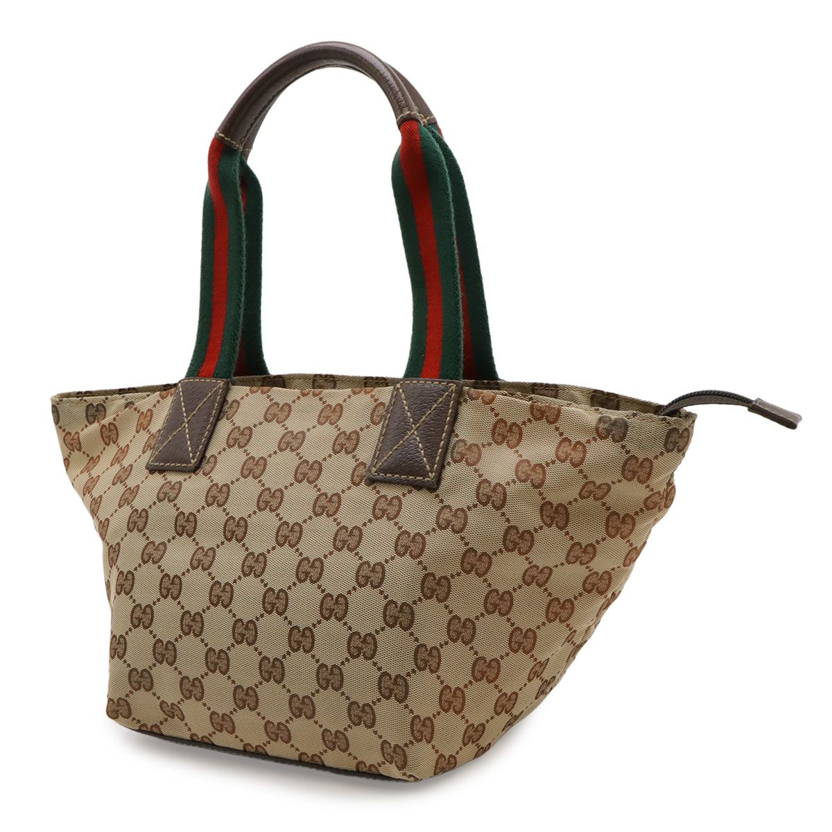 Gucci GG Nylon Sherry Line Tote Mini Shoulder Bag Beige Dark Brown — view 2