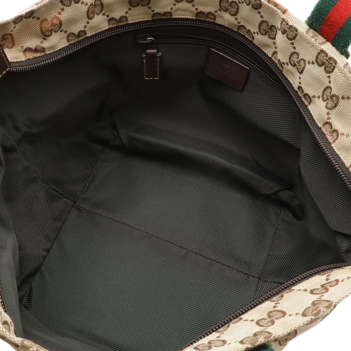 Gucci GG Nylon Sherry Line Tote Mini Shoulder Bag Beige Dark Brown — view 8
