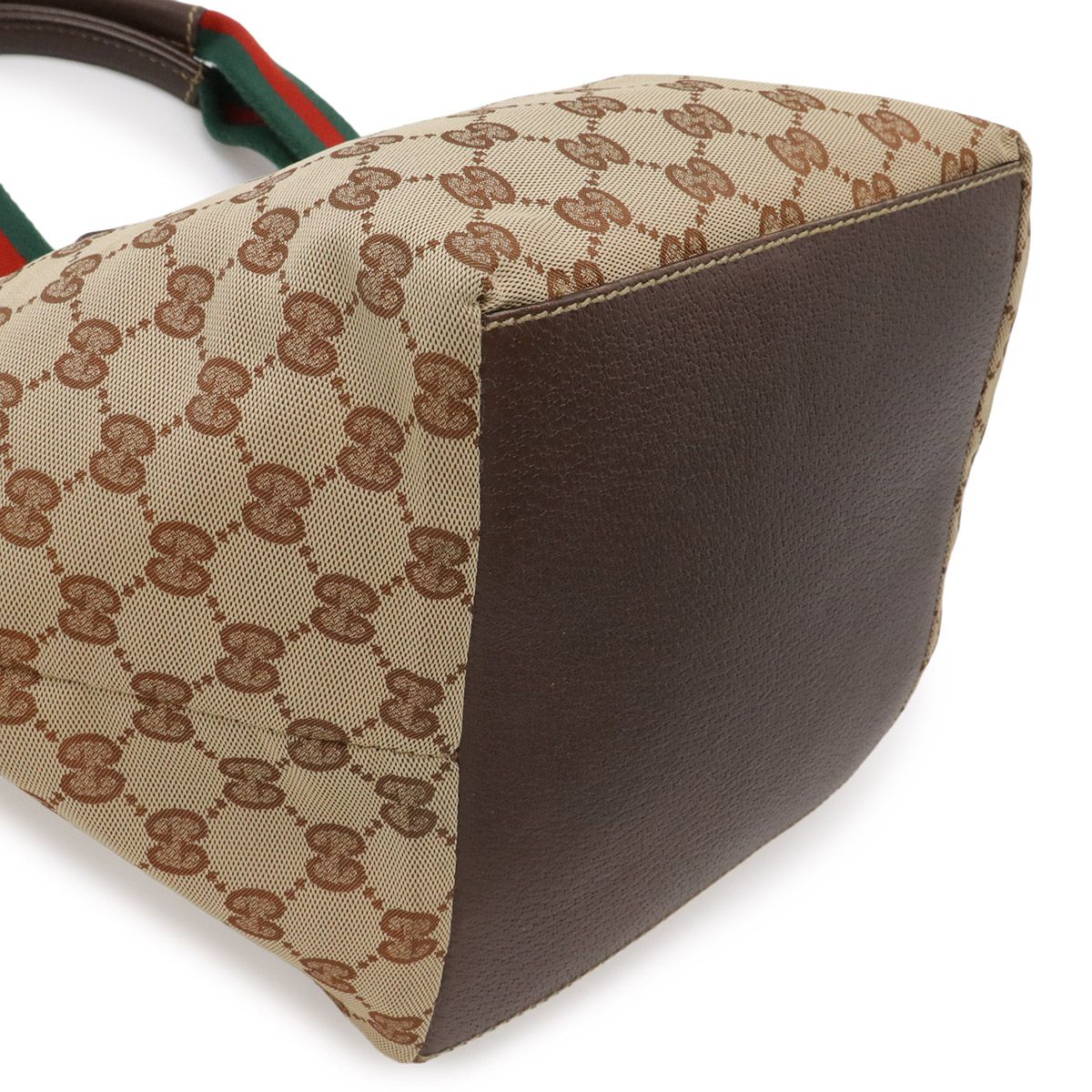 Gucci GG Nylon Sherry Line Tote Mini Shoulder Bag Beige Dark Brown — view 3