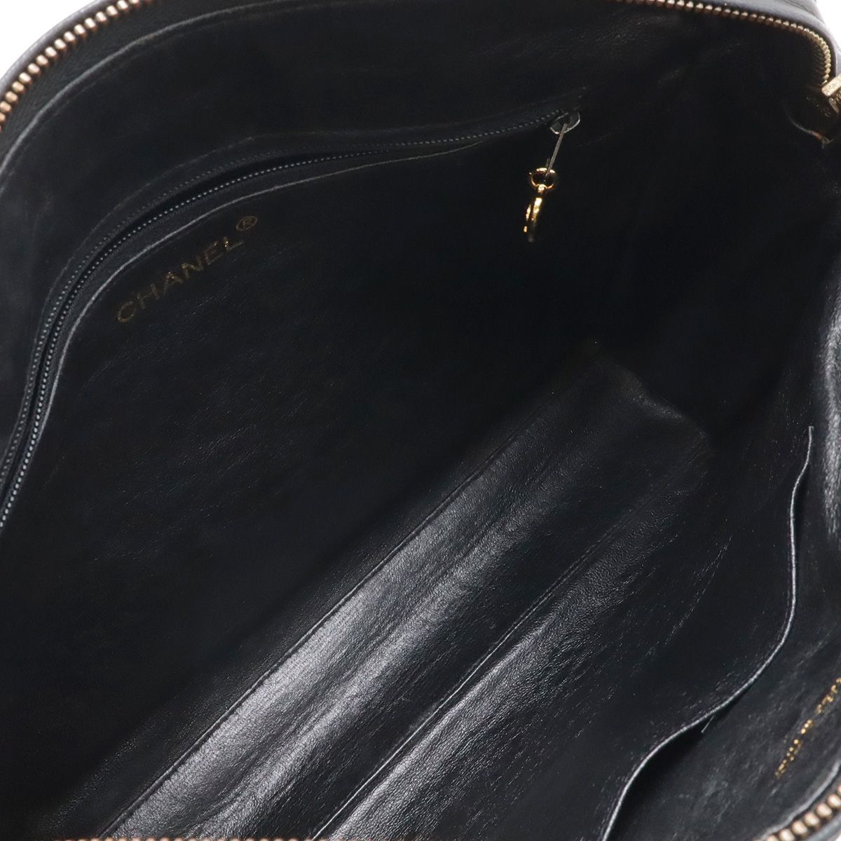 Chanel Bias Stitch CC Logo Fringe Tassel Shoulder Bag Lambskin Leather Black — view 5