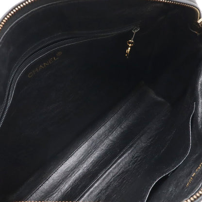 Chanel Bias Stitch CC Logo Fringe Tassel Shoulder Bag Lambskin Leather Black — view 5