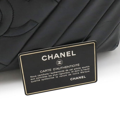 Chanel Bias Stitch CC Logo Fringe Tassel Shoulder Bag Lambskin Leather Black — view 9