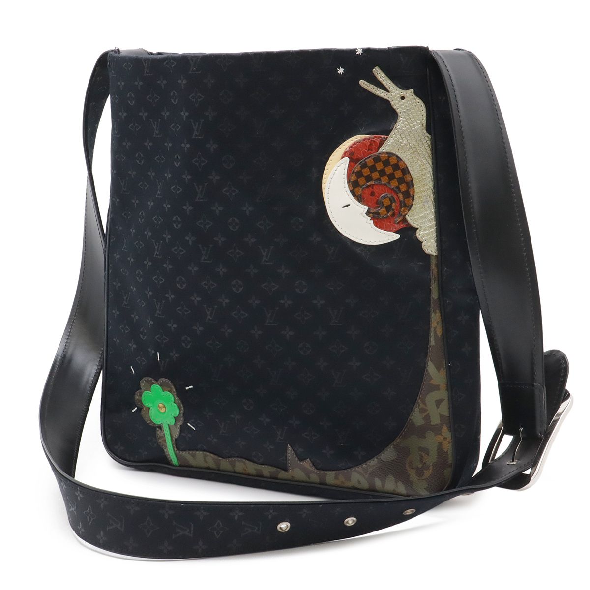 Louis Vuitton Monogram Satin Comte de Fe Besace Shoulder Bag Crossbody Noir — view 2