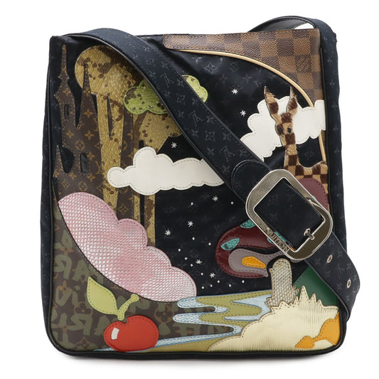 Louis Vuitton Monogram Satin Comte de Fe Besace Shoulder Bag Crossbody Noir