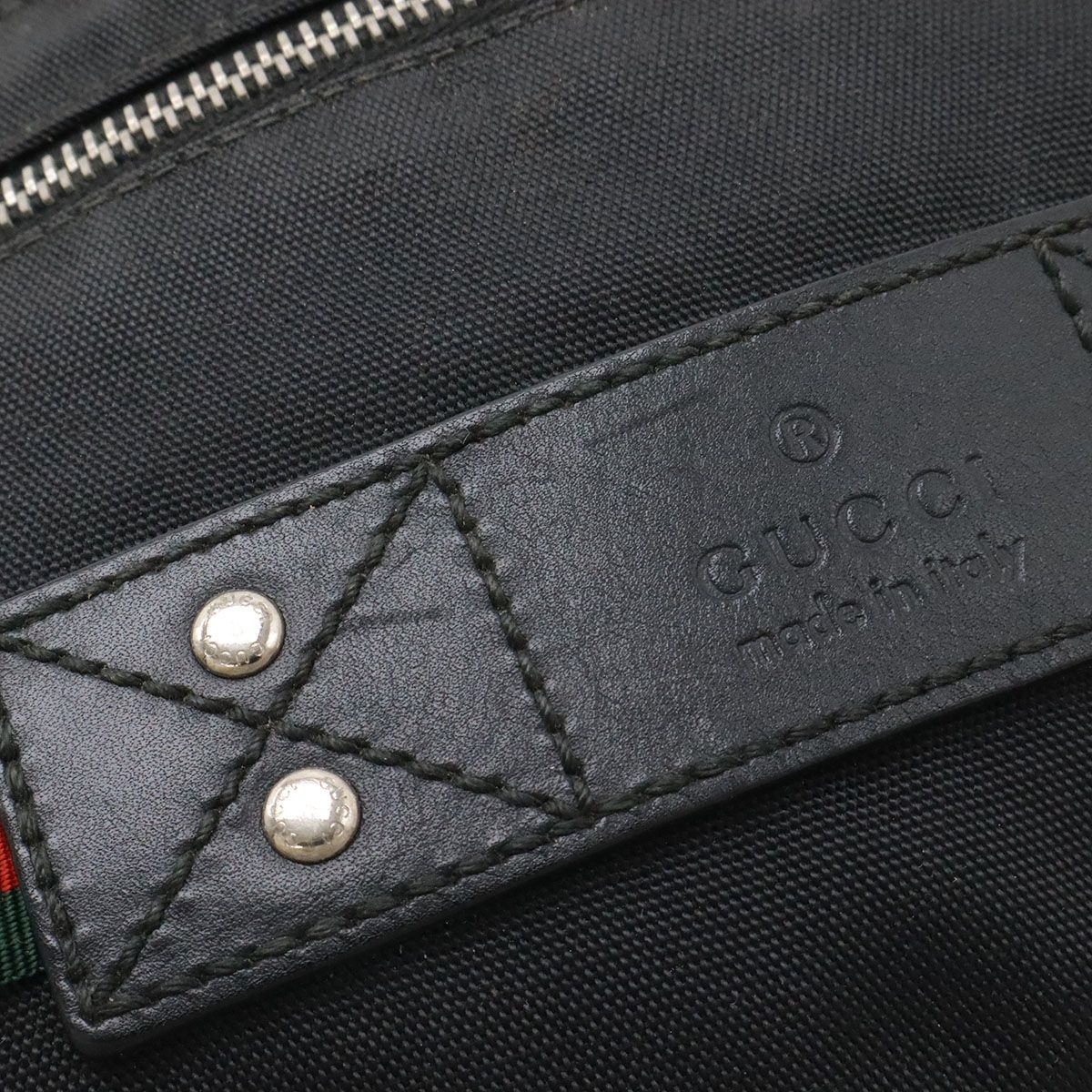 Gucci Belt Bag Waist Pouch Hip Nylon Canvas Black Silver — view 3