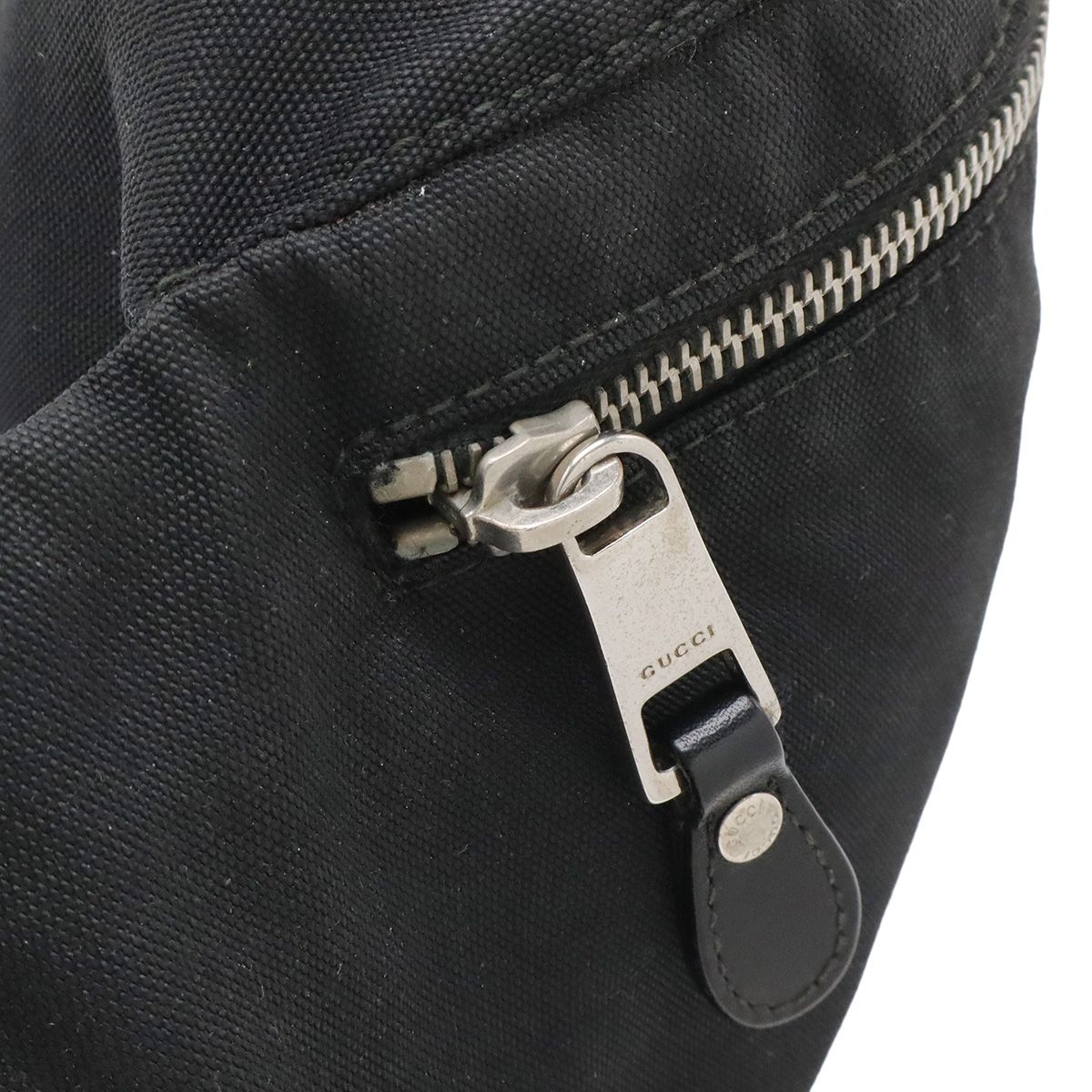 Gucci Belt Bag Waist Pouch Hip Nylon Canvas Black Silver — view 4