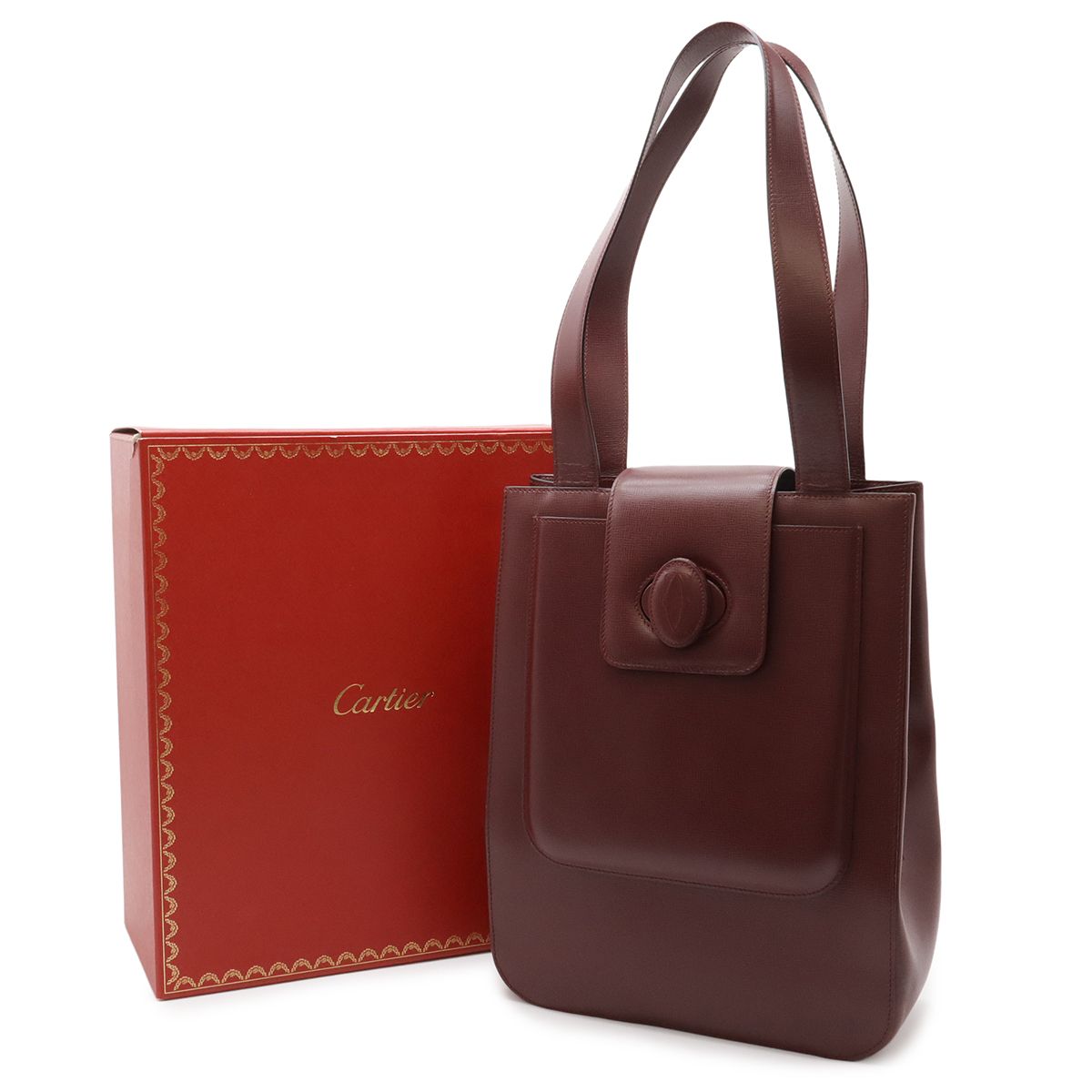 Cartier Must Line Must de Cartier Tote Shoulder Bag Semi Leather Bordeaux — view 8