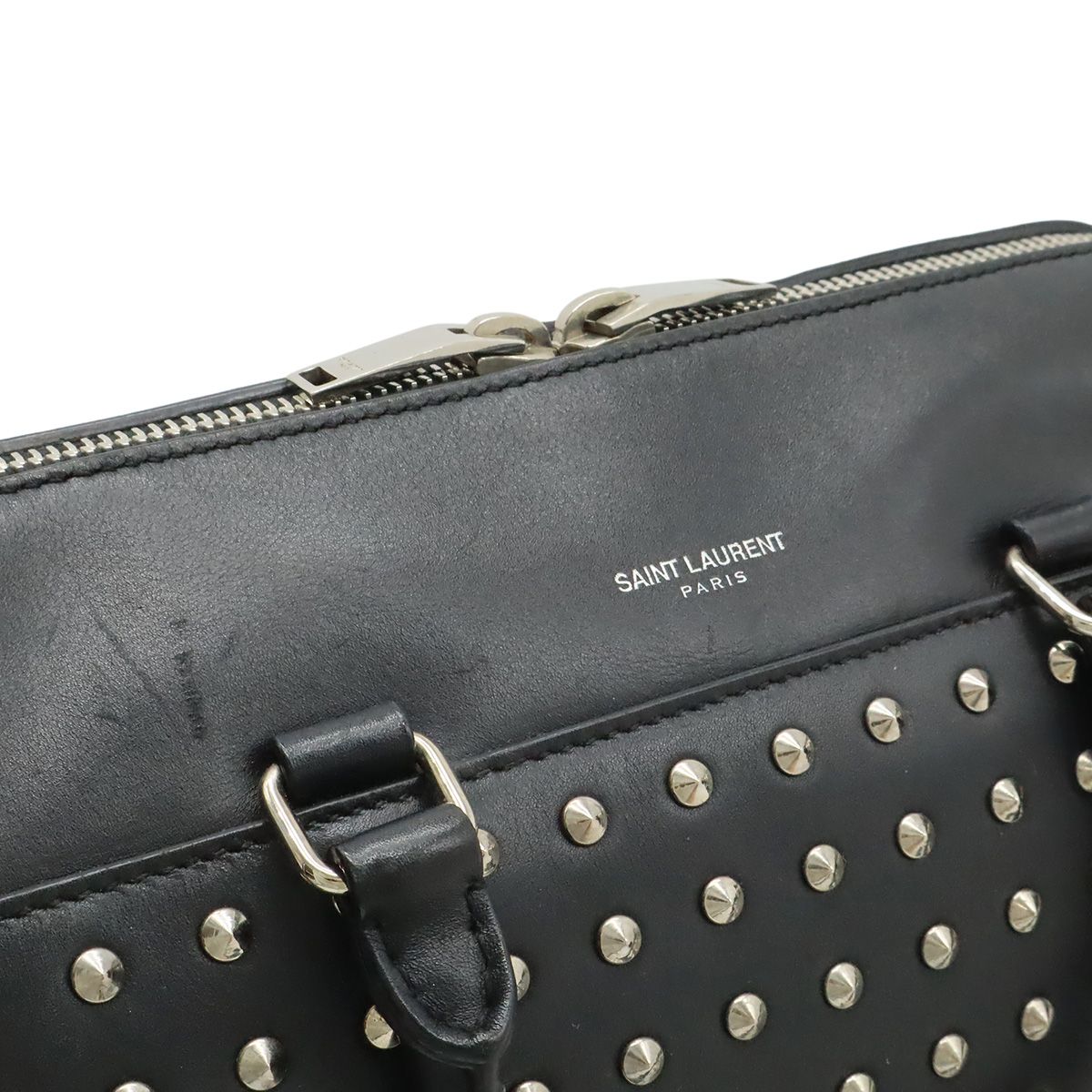 Saint Laurent Paris YSL Yves Baby Duffle Handbag 2-Way Shoulder Leather Studs — view 9