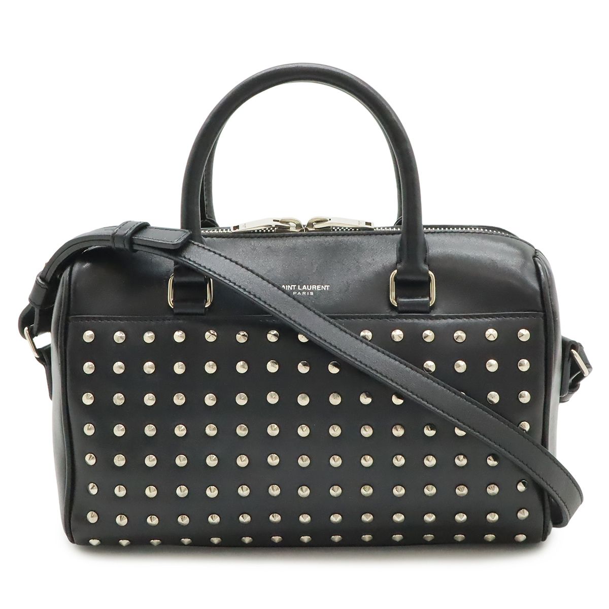 Saint Laurent Paris YSL Yves Baby Duffle Handbag 2-Way Shoulder Leather Studs