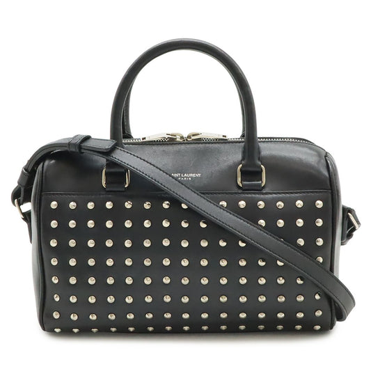 Saint Laurent Paris YSL Yves Baby Duffle Handbag 2-Way Shoulder Leather Studs