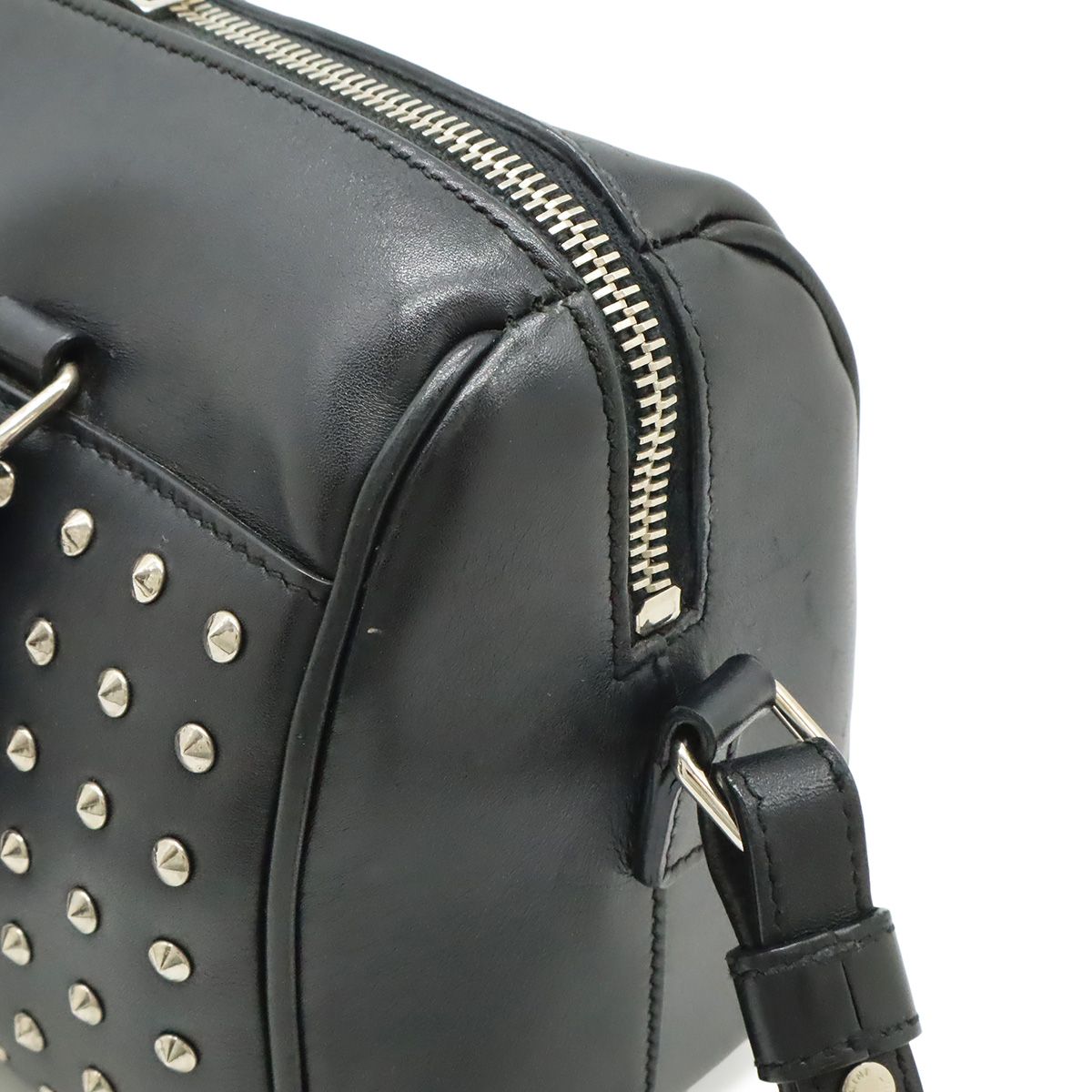 Saint Laurent Paris YSL Yves Baby Duffle Handbag 2-Way Shoulder Leather Studs — view 7