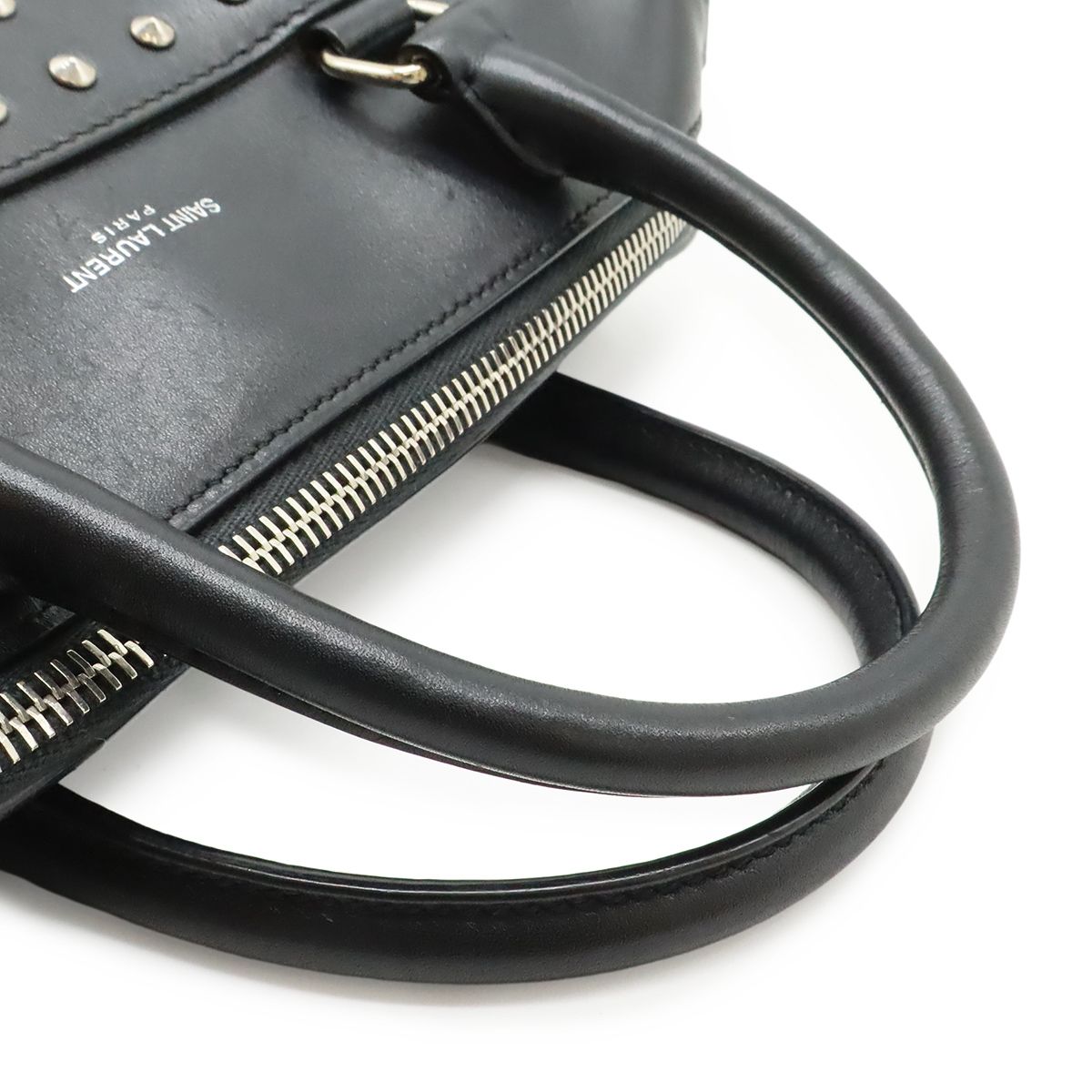 Saint Laurent Paris YSL Yves Baby Duffle Handbag 2-Way Shoulder Leather Studs — view 4