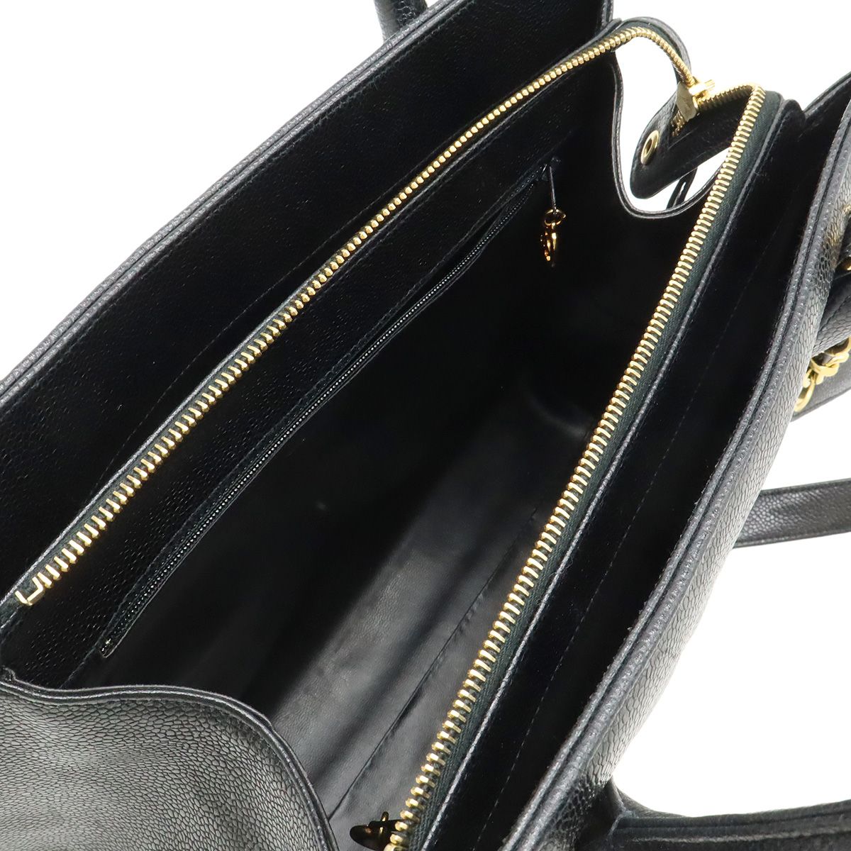 Chanel Blanc Stitch 2-Way Shoulder Bag Chain Leather Black Gold — view 6