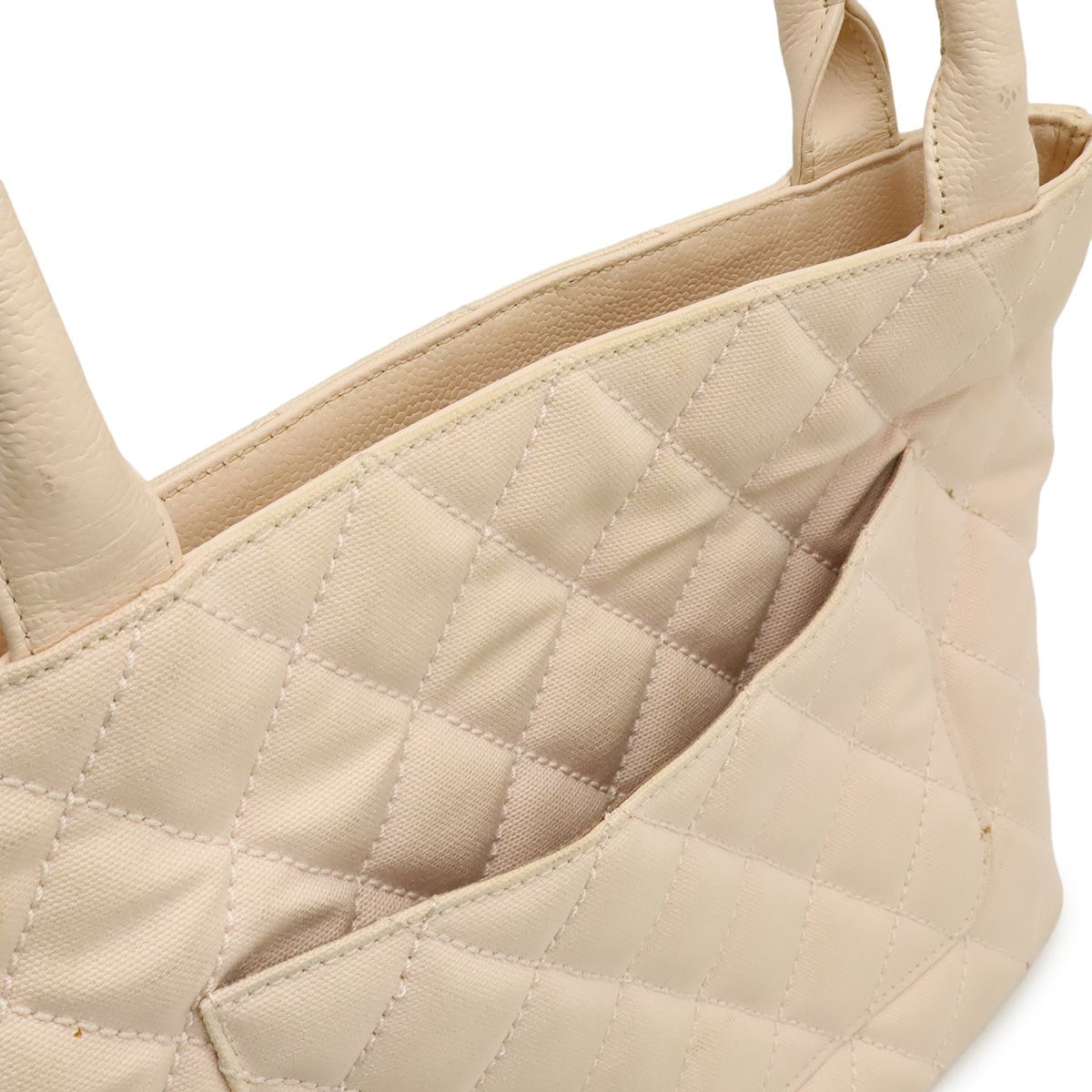 Chanel Quilted CC Logo Medallion Tote Shoulder Bag Canvas Leather Pink Gold — view 7