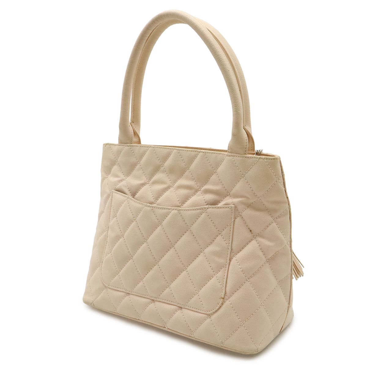 Chanel Quilted CC Logo Medallion Tote Shoulder Bag Canvas Leather Pink Gold — view 2