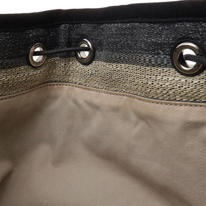 Chanel Deauville Border Drawstring Shoulder Bag Chain Canvas Leather Black — view 6