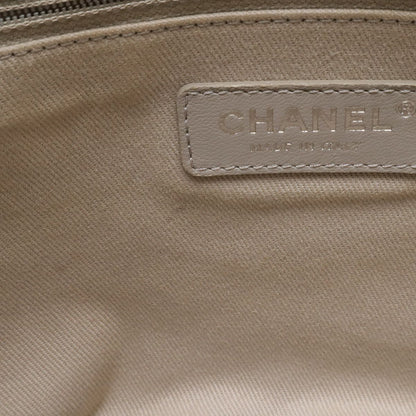 Chanel Deauville Border Drawstring Shoulder Bag Chain Canvas Leather Black — view 7