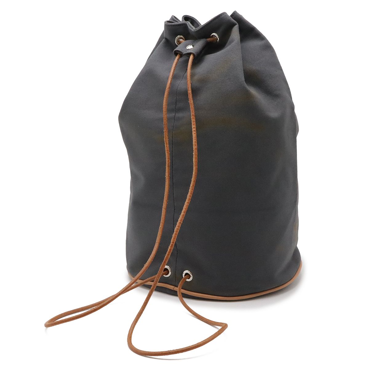 Hermes Polochonmi Mill GM Shoulder Bag Drawstring Canvas Leather Gray — view 2