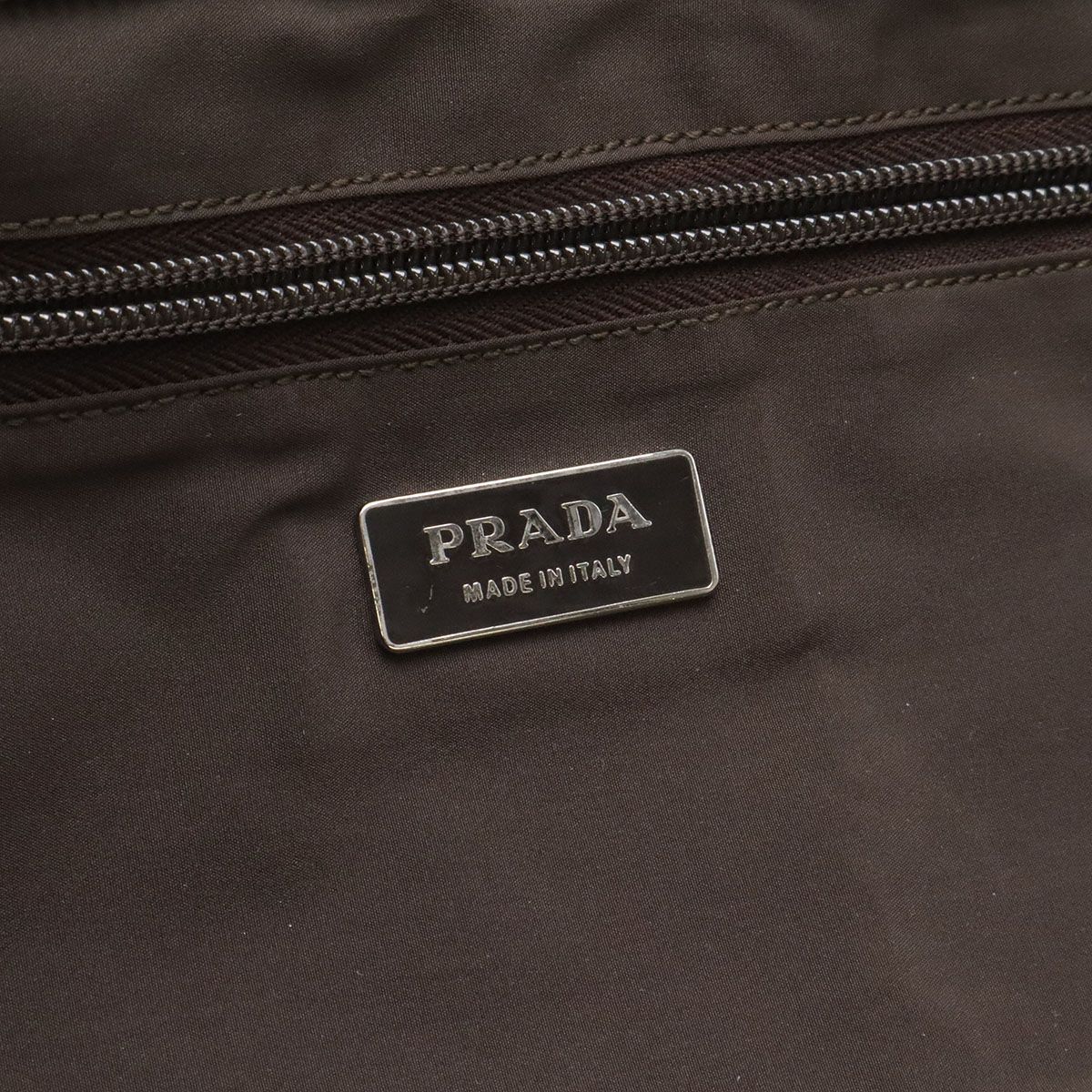 Prada Triangle Logo Tote Big Shoulder Bag Crossbody Canvas Leather Khaki Brown — view 9