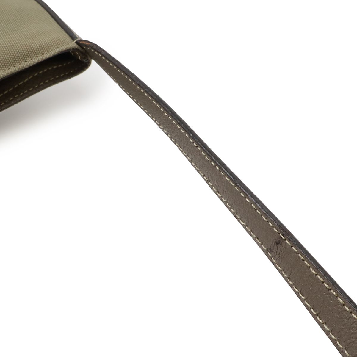 Prada Triangle Logo Tote Big Shoulder Bag Crossbody Canvas Leather Khaki Brown — view 6