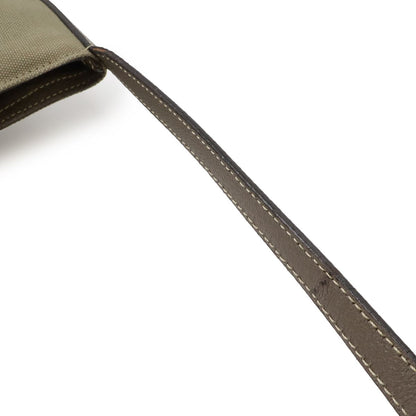 Prada Triangle Logo Tote Big Shoulder Bag Crossbody Canvas Leather Khaki Brown — view 6