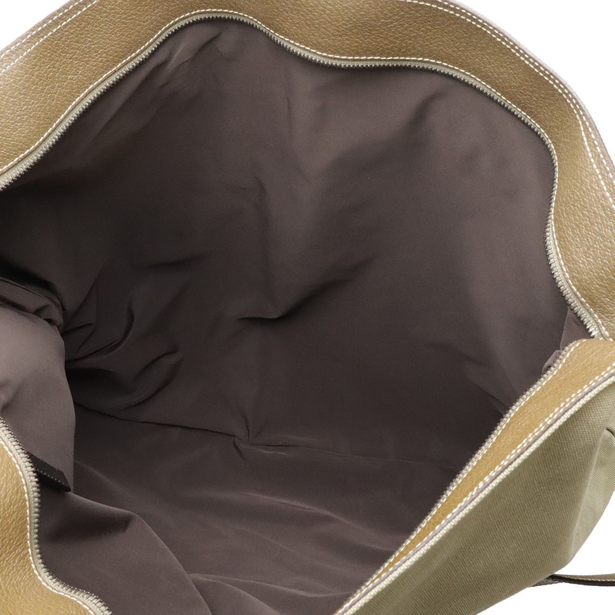 Prada Triangle Logo Tote Big Shoulder Bag Crossbody Canvas Leather Khaki Brown — view 7