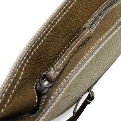 Prada Triangle Logo Tote Big Shoulder Bag Crossbody Canvas Leather Khaki Brown — view 5